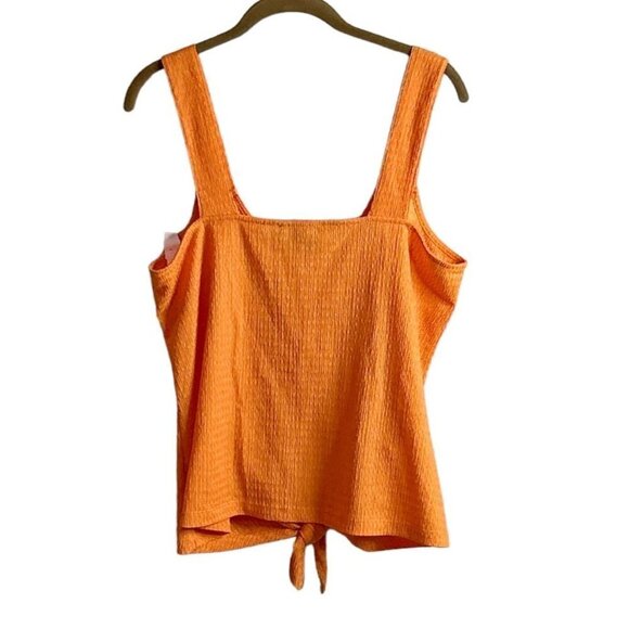 Sanctuary Link Up Tie Tee Orange Button Front Chrinkled Textured Tie Front Sz Lg - Picture 3 of 8